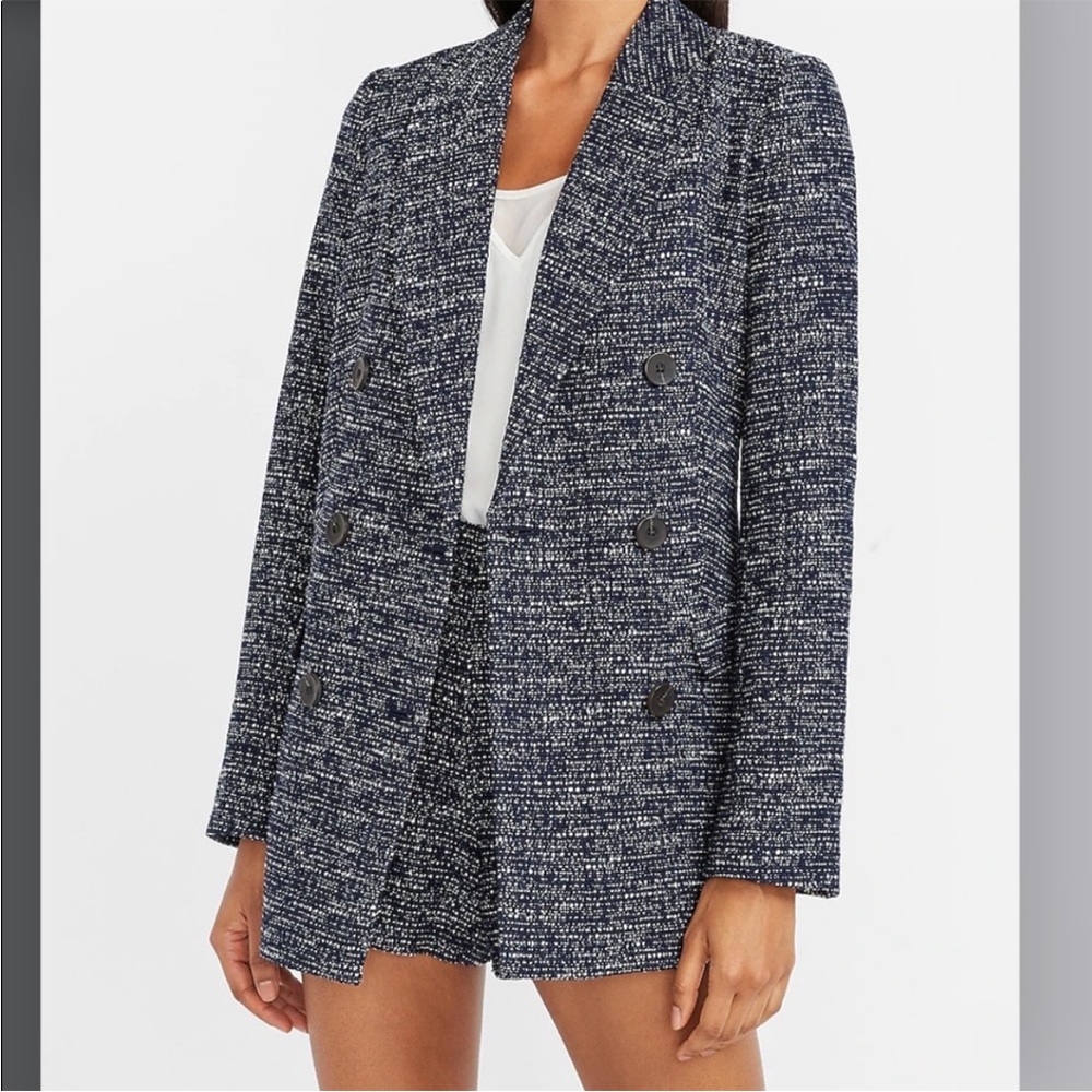 Express Double Breasted Boucle Blazer NWT